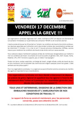 TER Bourgogne Franche-Comté : appel unitaire à la grève le 17 décembre