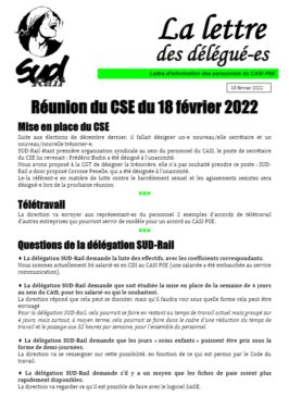 Réunion CSE du 18 février 2022