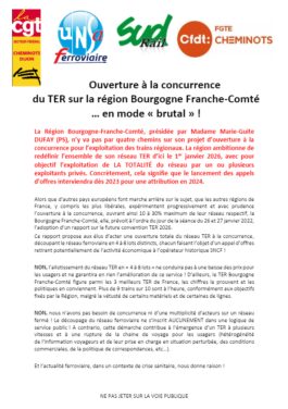 Ouverture à la concurence du TER sur la région Boiurgogne Franche-comté … en mode brutal !