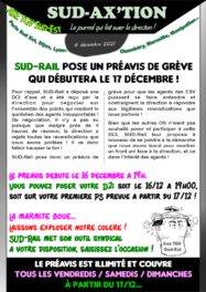 CSE Axe TGV SE : SUD-Rail dépose un préavis de grève qui débutera le 17 décembre !