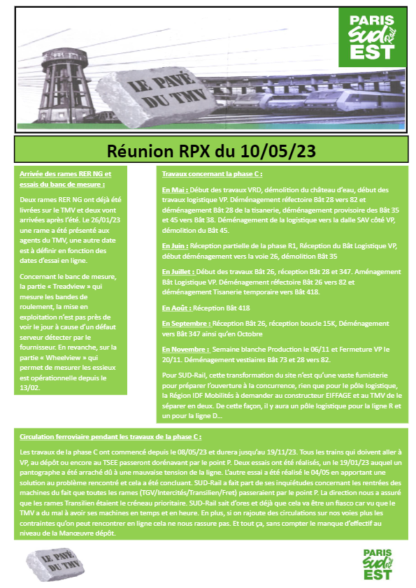 Arrivée des RER NG, RPX Mai 2023